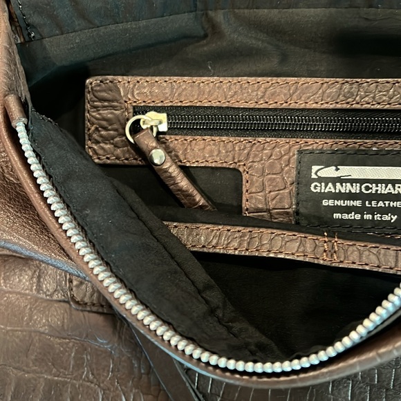 GIANNI CHIARINI Brown Croc Embossed Leather Hobo Handbag - Picture 11 of 14